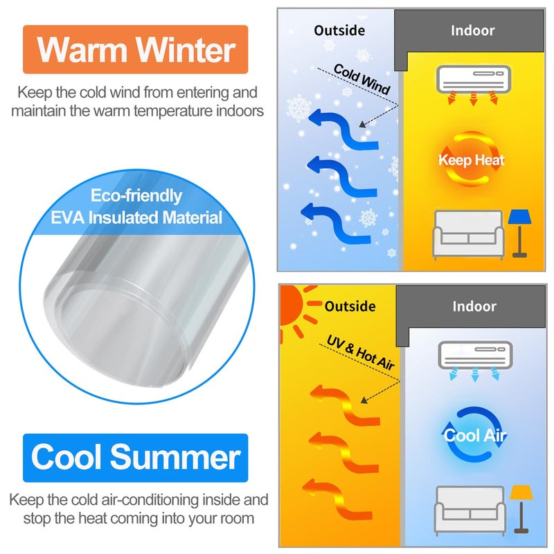 RELIANCER Magnetic Thermal Insulated Door Curtain Waterproof EVA Door Cover Fit Door Size 48""x83"" Temperature Protection Insulated Doorway Curtains Self-Closing Door Screen Windproof Door Net Screen - Image 3